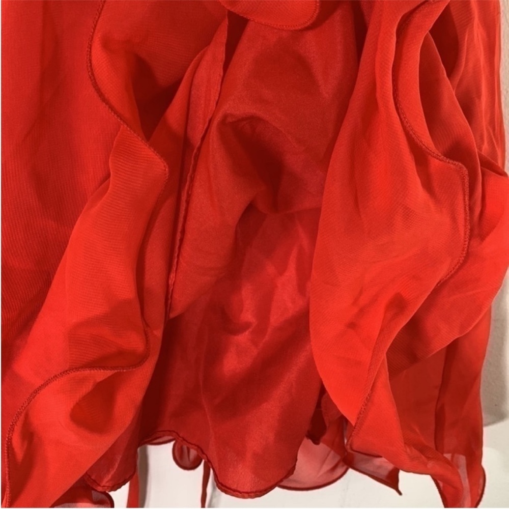 Red Strapless Tulle Party Dress with Gold Embellished Bodice. 4. NWT. - Picture 10 of 13